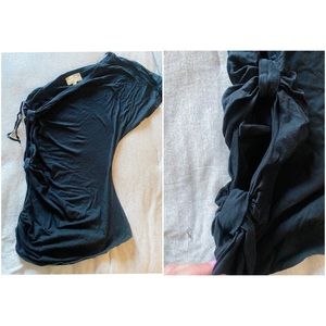 Rare! Elizabeth & James one shoulder black top with side cut outs. Size L.
